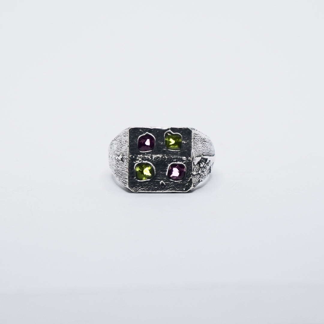 Square Signet 4 Stones Size R
