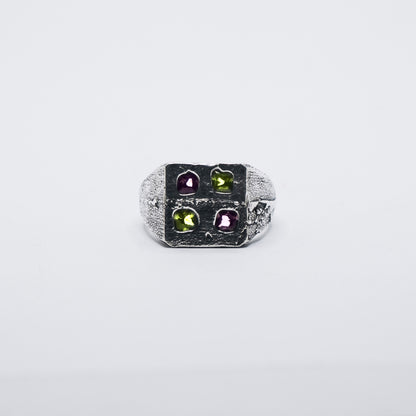 Square Signet 4 Stones Size R