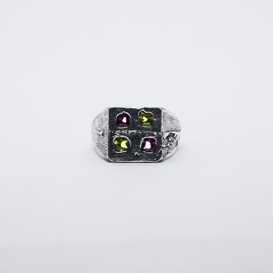 Square Signet 4 Stones Size R