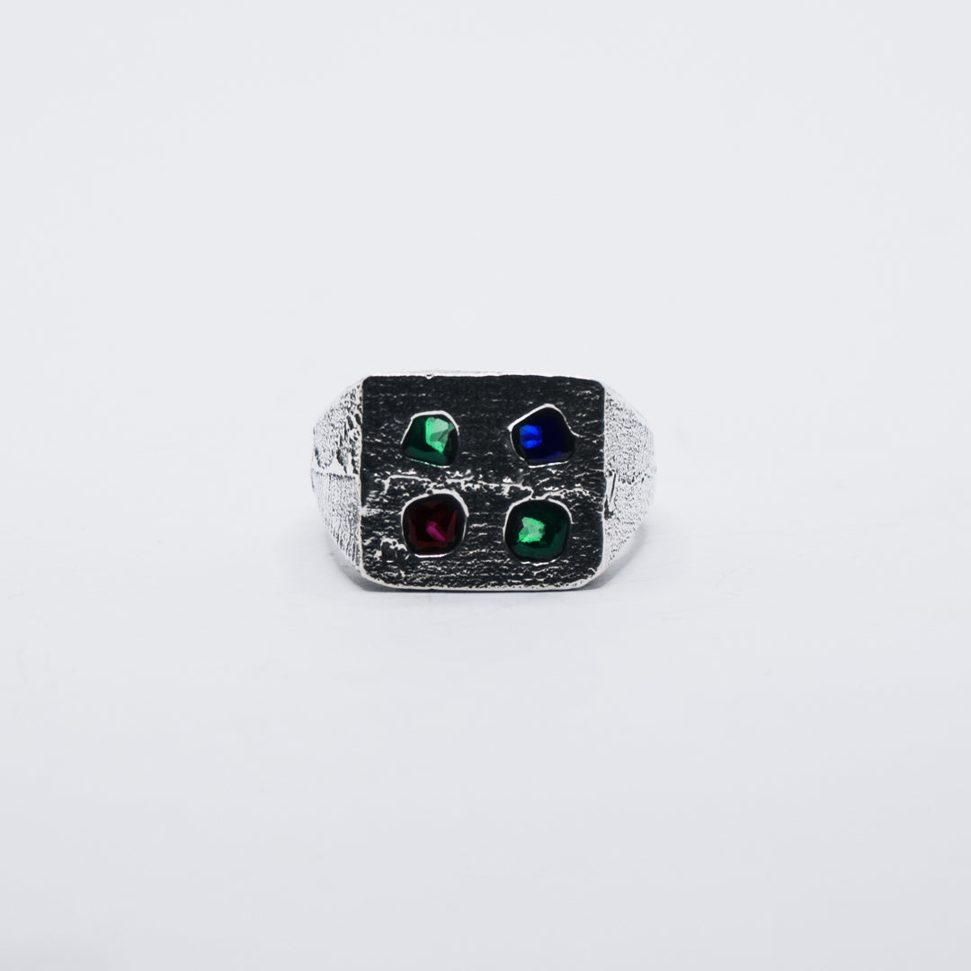 Square Signet 4 Stones #2 Size N 1/2