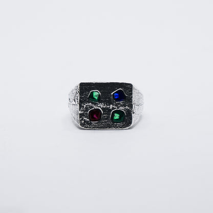 Square Signet 4 Stones #2 Size N 1/2