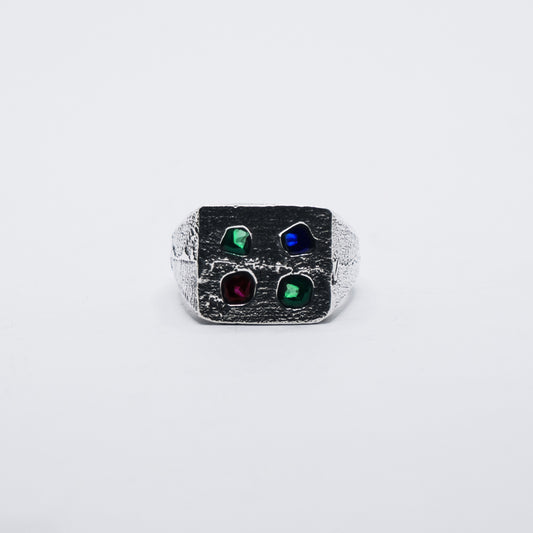 Square Signet 4 Stones #2 Size N 1/2