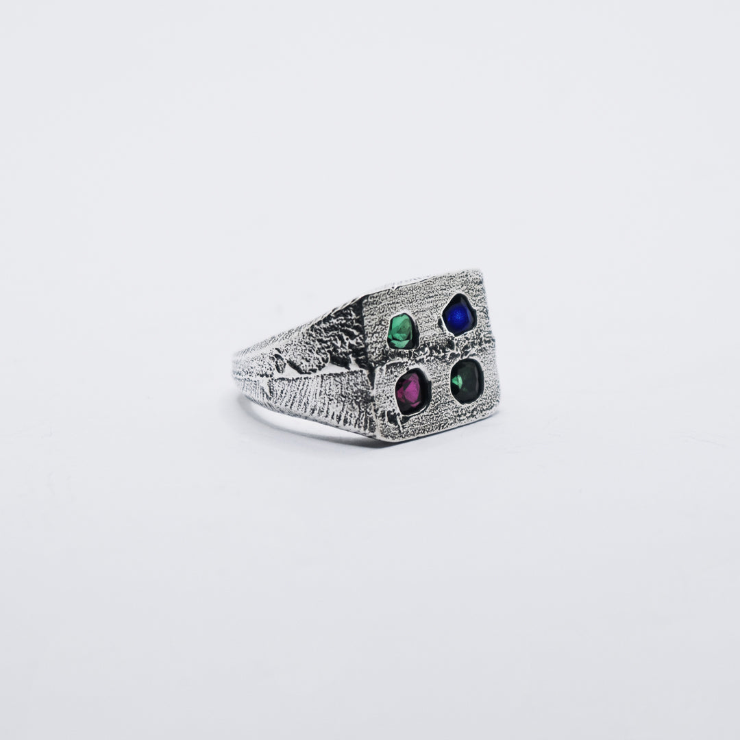 Square Signet 4 Stones #2 Size N 1/2