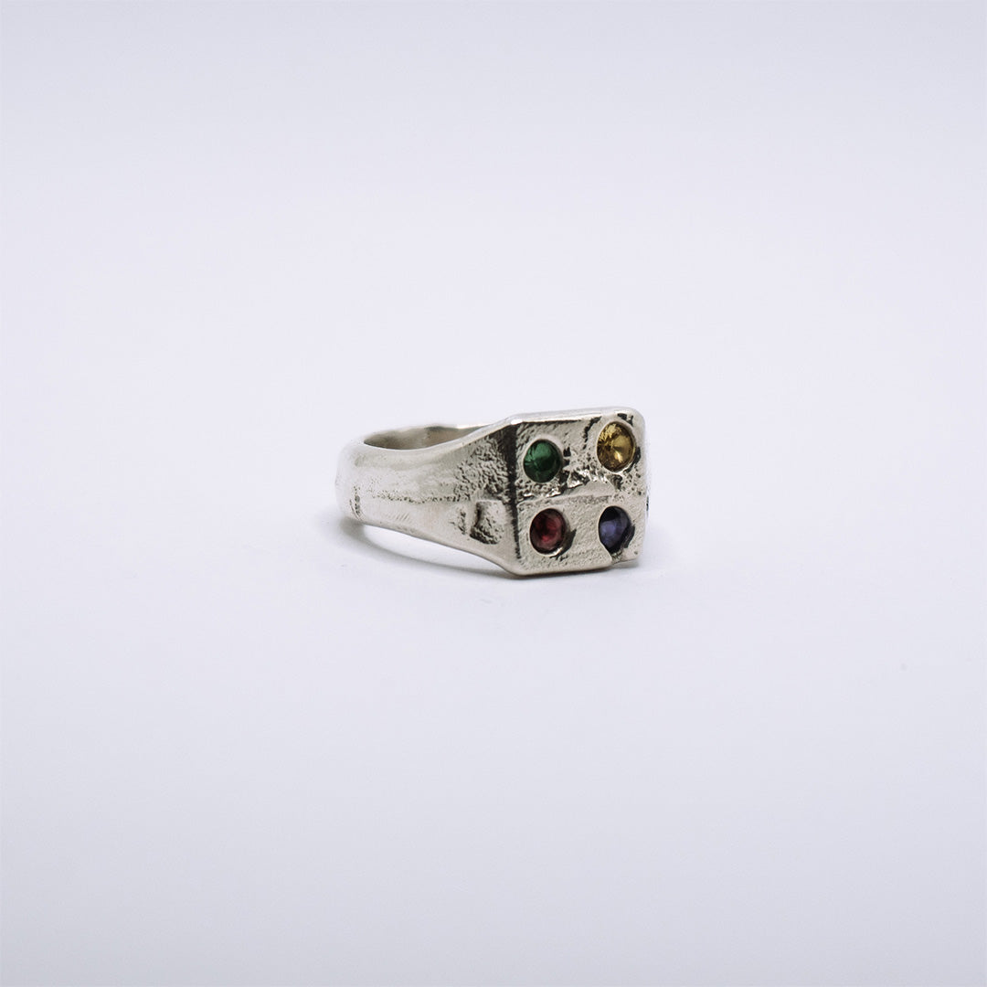 Mixed Stone Square Signet - Size L