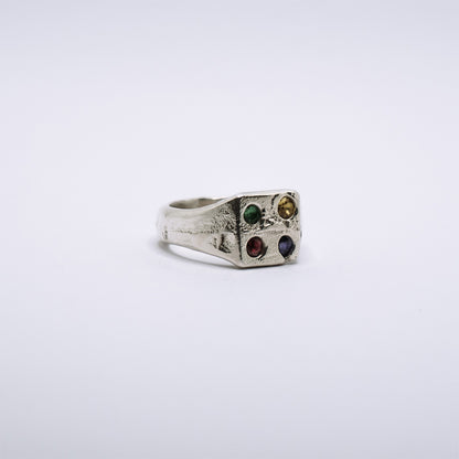 Mixed Stone Square Signet - Size L