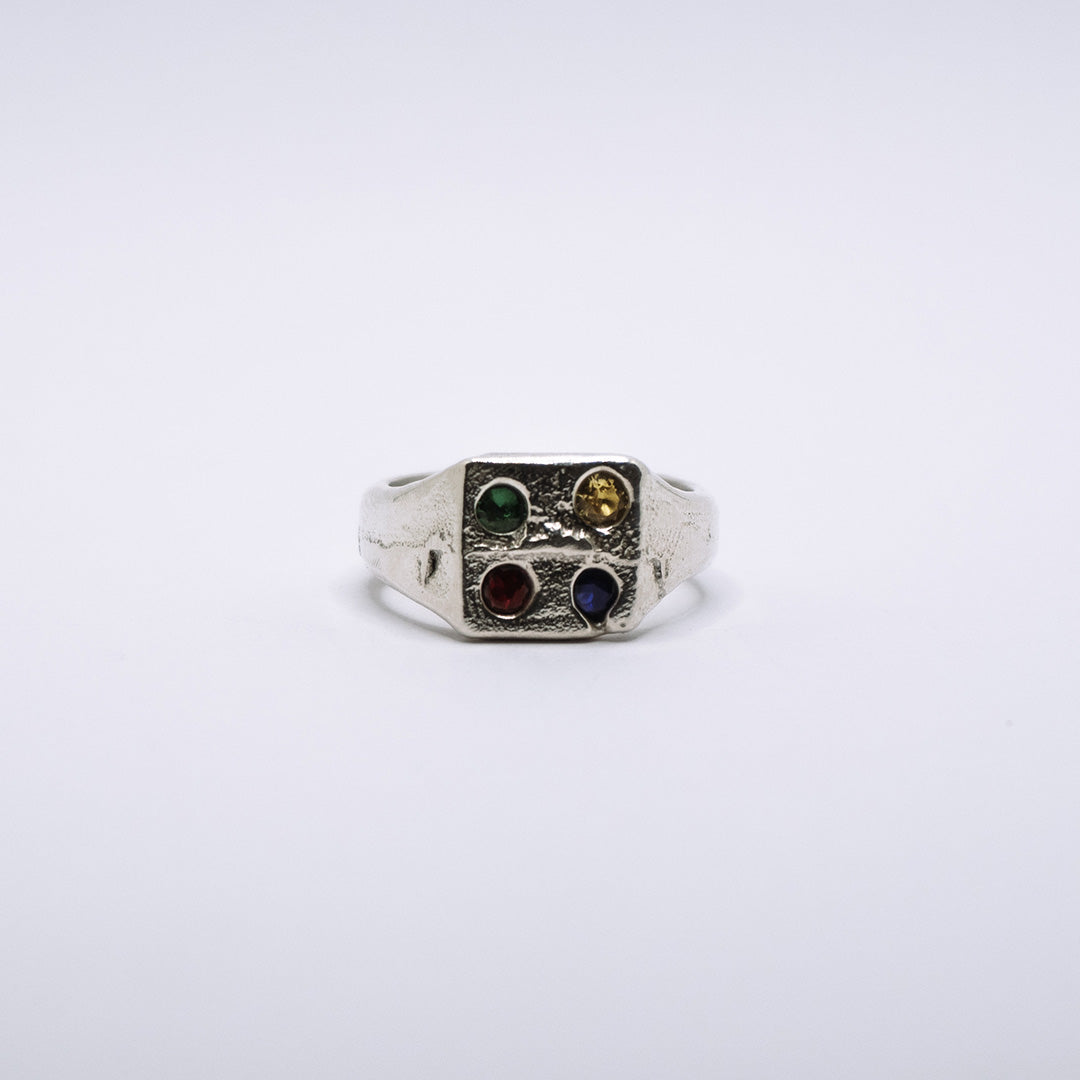 Mixed Stone Square Signet - Size L