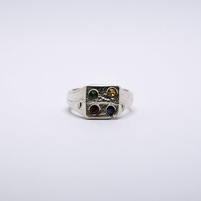 Mixed Stone Square Signet - Size L