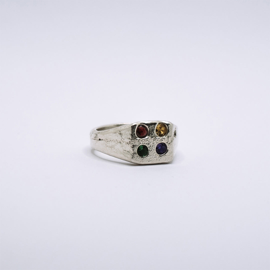 Mixed Stone Square Signet - Size M