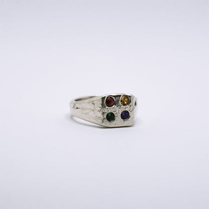 Mixed Stone Square Signet - Size M