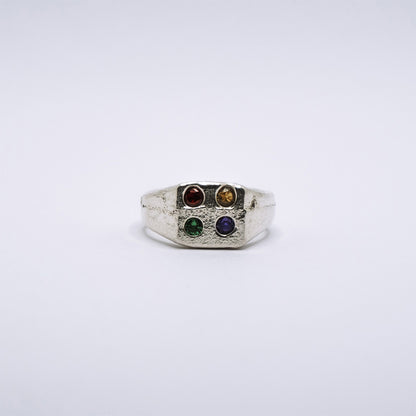 Mixed Stone Square Signet - Size M